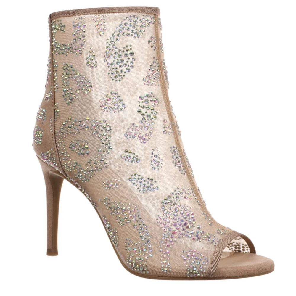 Thalia Sodi Women's Shay Embellished Stiletto Heel Shooties Beige Size 10.5
